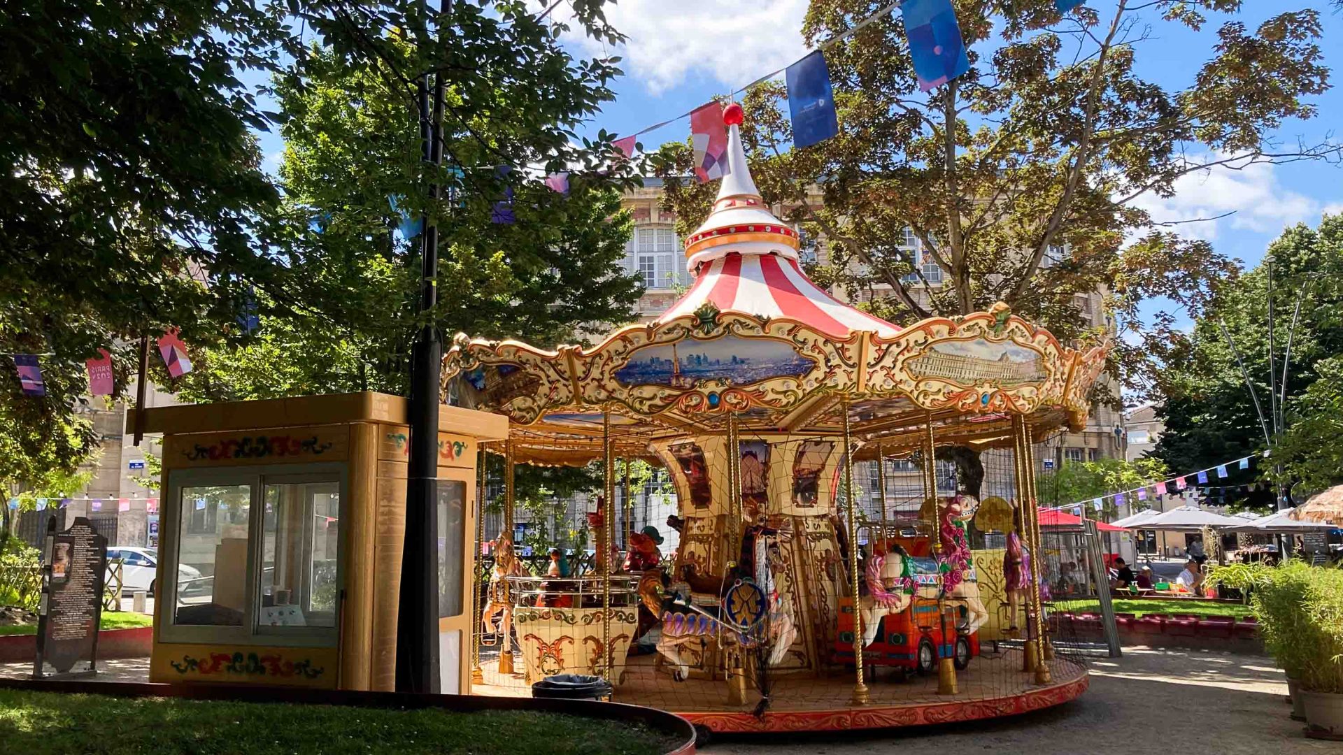 A carousel in a square.