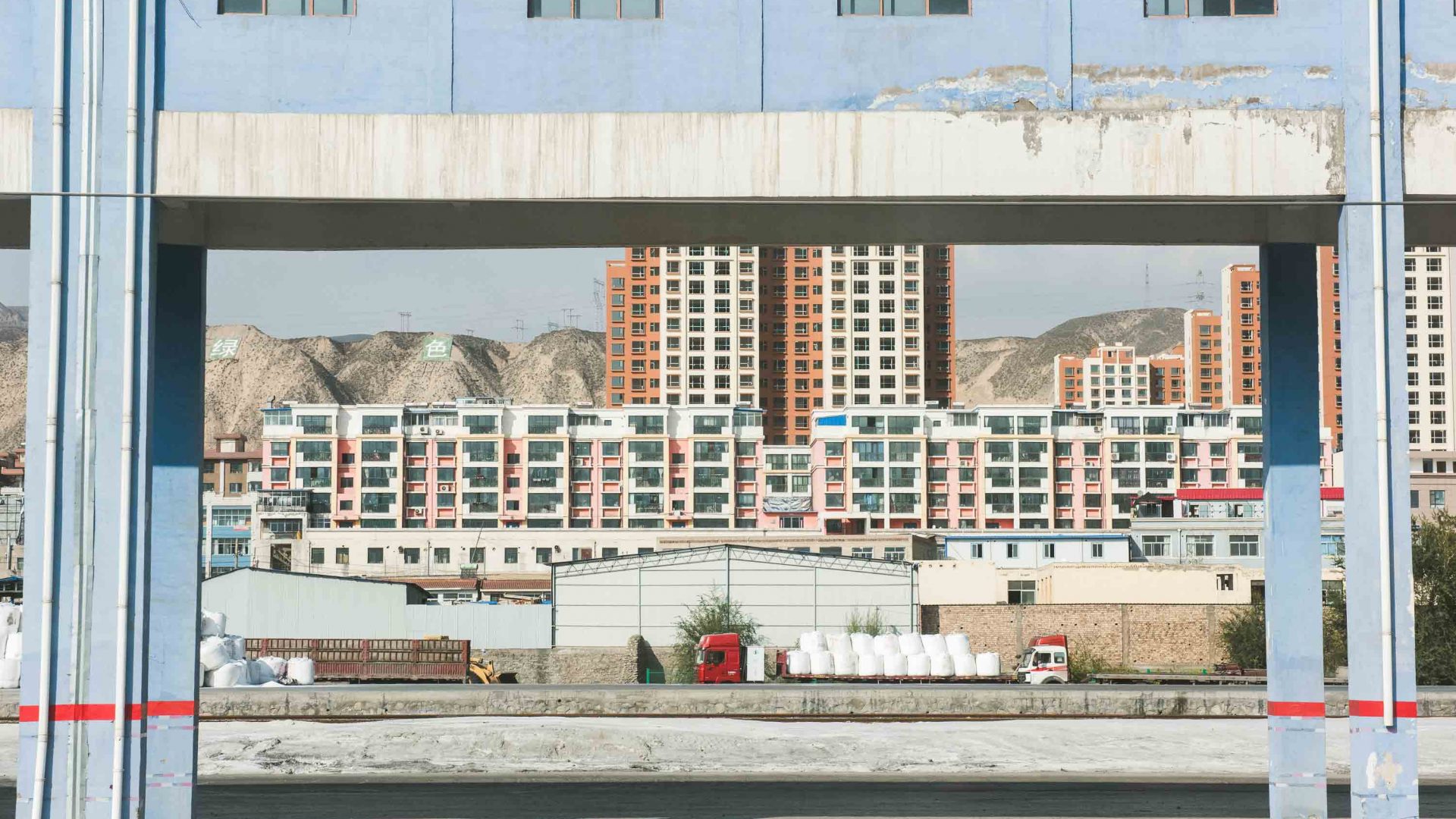 One of many ghost cities on the train in China.