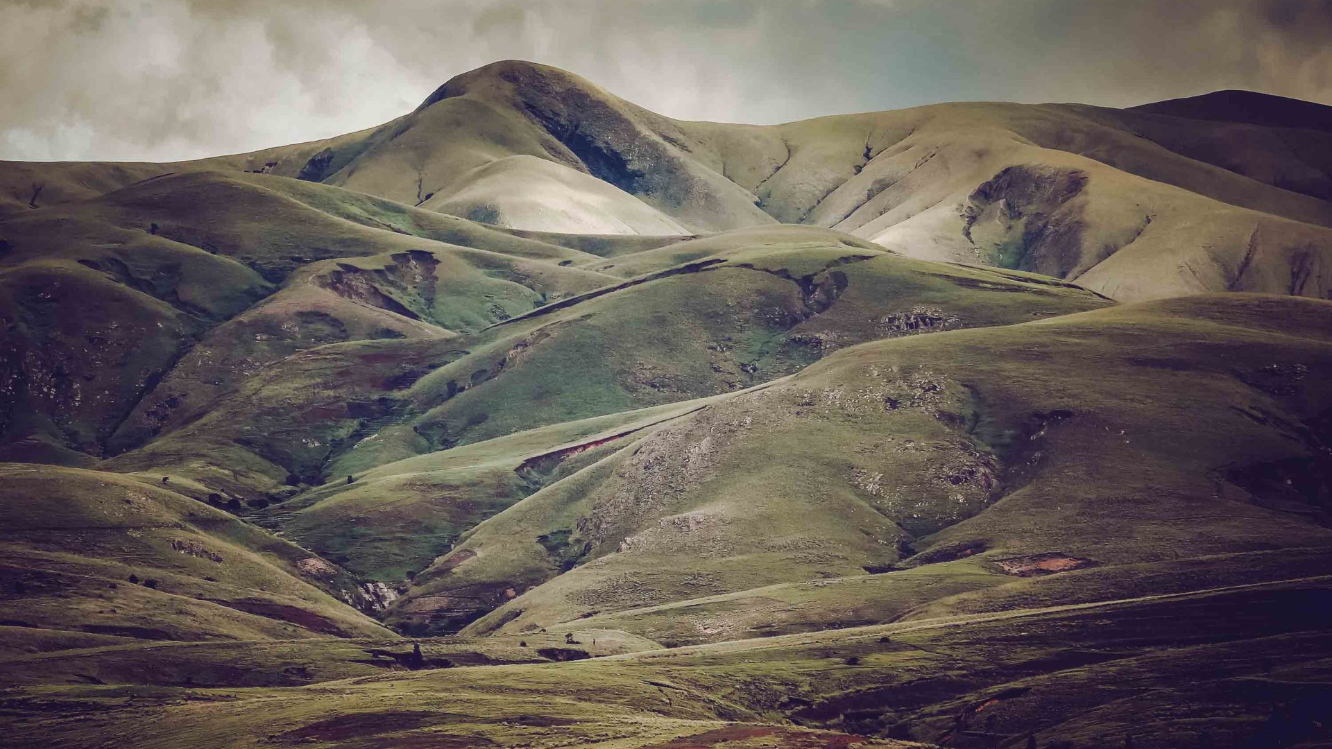 Bare deforested mountains in Madagascar.