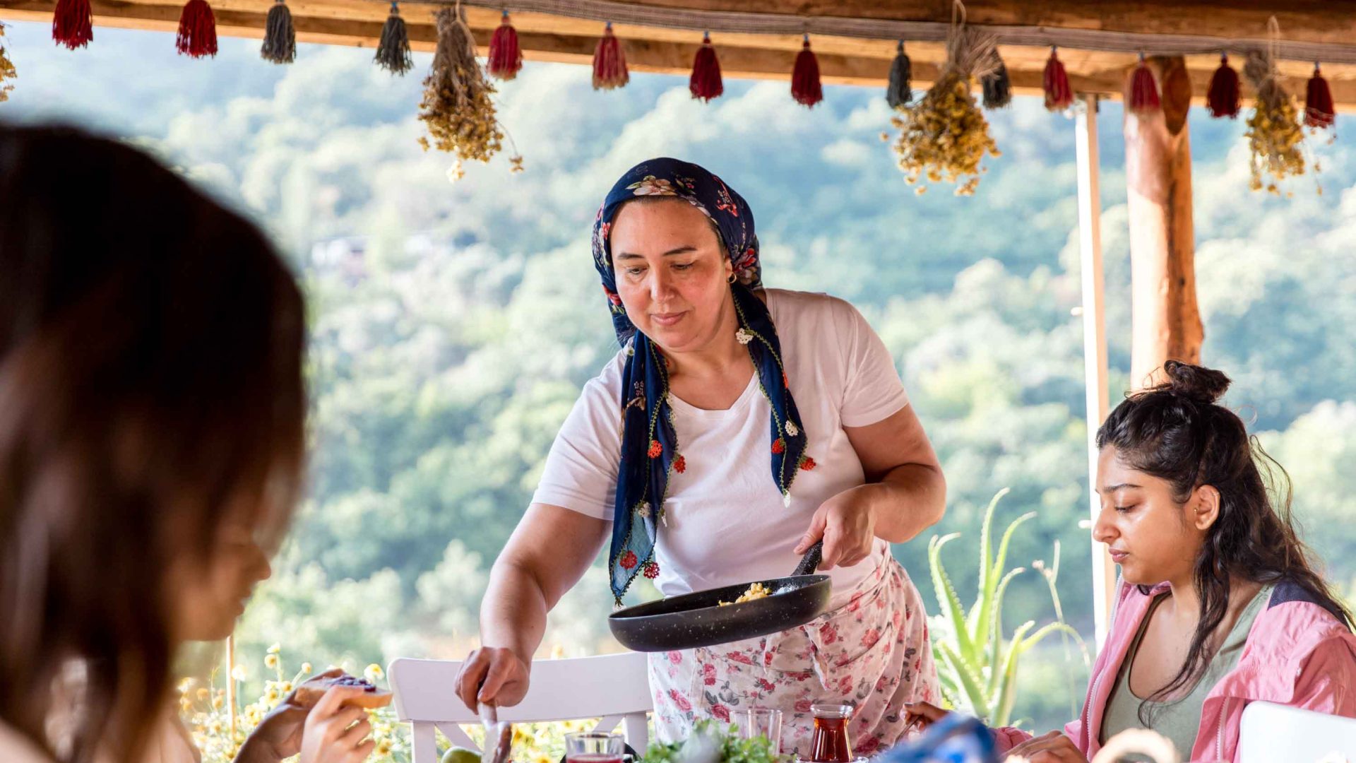 Braekfast is served by a woman.